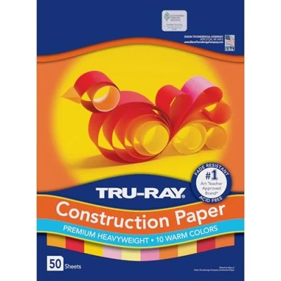 Image of Tru Ray Heavyweight Construction Paper, Warm Assorted Colors, 9&quot; x 12&quot;, 50 Sheets,102947