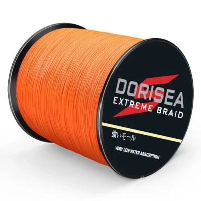 Image of DORISEA Extreme Braid 100% Pe Braided Fishing Line 6 300Lb Test Wire 100m/109Yards String Abrasion Resistant Incredible Superline Zero Stretch(Orange, 300lb/1.0mm(8Strands))