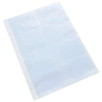 Image of Exacompta Ref. 86211E Pack of 10 Refill Pockets for business card Holders with Removable Rings 21x29.5cm ref 75251E (16 Cards per Page 90x60mm) crystal