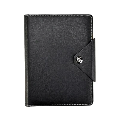 Image of Arpan A5 Executive Personal Organiser Ruled Notebook Padded Leather Cover With Stud button closure (Black)
