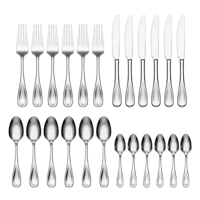 Image of Oneida Voss 24 Piece Cutlery Set Stainless Steel for 6, Heavy Weight &amp; Mirror Finish, Rust Resistant Dishwasher Safe Flatware