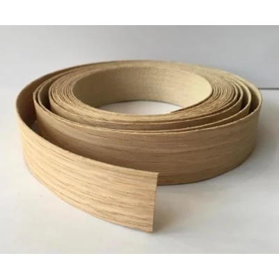 Image of Vale Veneers Pre Glued Iron on Oak Wood Veneer Edging Tape 25mm Wide x 5 Metres