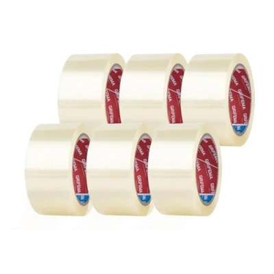 Image of GRIFEMA GA4003 6 Clear Low Noise Packing Tape Rolls Strong Heavy Duty Parcel Adhesive Sellotape Industrial Cellotape for Boxes, Moving House(5CM X 66M)