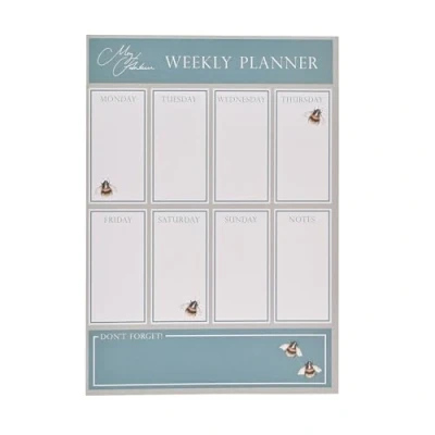 Image of Widdop and Co Meg Hawkins Weekly Planner Bee Design List Organiser Notepad 52 Pages Magnetic Backed Stylish 21cm x 15cm