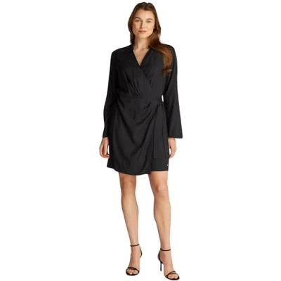 Image of Tommy Hilfiger Women’s Fluid Short Wrap Dress, Black (Black), 16