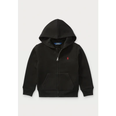 Image of Polo Ralph Lauren Cotton Blend Fleece Hoodie Zipup sweatshirt for kids, Size: 7 8y, Black