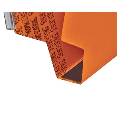 Image of Rexel 330 Lateral Hanging Files with Tabs and Inserts, 30 mm base, 100 Percent Recycled Manilla, Orange, Crystalfile Classic, Pack of 25, 3000110