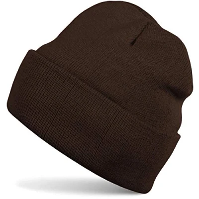 Image of styleBREAKER Unisex Beanie Knitted Hat Solid Color, Fine Knit Double Knitted, Warm Winter 04024029, Colour:Dark Brown