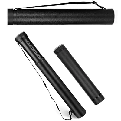 Image of Crystals Adjustable Telescopic Artist Drawing Tube, Compact Teletube Storage Carrying Tube for Artworks, Drawing, Flip Chart, Arrow Tubes with a Carry Strap Black (Small)