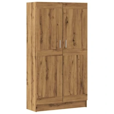 Image of vidaXL Artisan Oak 4 Tier Book Cabinet Engineered Wood Bookshelf/Storage Cabinet, 82.5x30.5x150 cm, for Living Room/Office