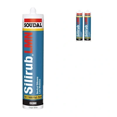 Image of Cream White Soudal Silicone Sealant Slirub LMN All Purpose External Low Modulus Neutral Cureal Cure