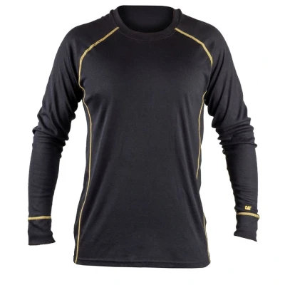 Image of Caterpillar Long Sleeve Thermo Shirt, Moisture Absorption, Comfort Warmth (Black, XL)