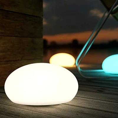 Image of Shapelights® Indoor Outdoor USB Chargeable Solar Powered Colour Changing Mood Lights (Mini Pebble 24cm)