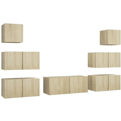 Image of vidaXL 7 Piece TV Cabinet Set Sonoma Oak Engineered Wood