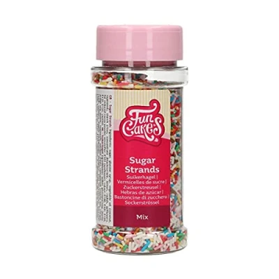 Image of FunCakes Sugar Strands Mix: Cake Sprinkles, Great Taste, Perfect for Decorating, Cupcake Sprinkles. 80 g.