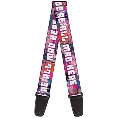 Image of Guitar Strap Transparent Cheshire Cat Poses Were All Mad Here 2 Inches Wide