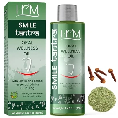 Image of Smile Tantra Oil Pulling with Clove &amp; Fennel Essential Oils for Oral Health, Healthy Teeth and Gums, Alcohol Free Mouthwash, Whitening, Helps Bad Breath Freshens Mouth