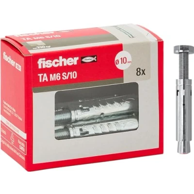 Image of Fischer 71252 Tasselli in Acciaio TA M 8 con Testa esagonale, Diametro Tassello 10 mm, Pz Steel dowels 6 with Hexagonal Head Screw Diameter, M6 + Vite