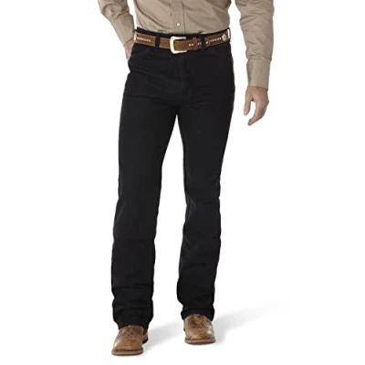 Image of Wrangler Men&#039;s Cowboy Cut Slim Fit Stretch Boot Jean PANTS, Black Stretch, 33W / 32L