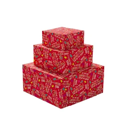 Image of UK Greetings Multipack of 3 Christmas Roll Wraps (3m each) for Him/Her/Friend Cute Design (9m total)