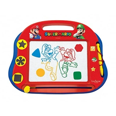 Image of Lexibook CRNI550 Super Mario Brothers Multicolor Magic Magnetic Nintendo Drawing Board, Artistic Creative Toy for Girls and Boys, Stylus Pen Stamps, Red/Blue, Medium