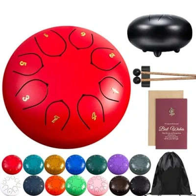 Image of Rain Drum For Outside Garden, Steel Tongue Chime, 8 Note 6 Inch Chakra Rain, Metal Chimes Outside, Musical Education Entertainment Meditation Yoga Zen Gifts (A)