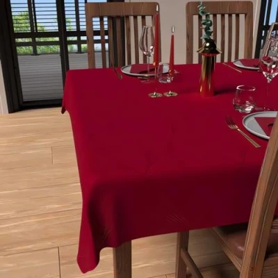 Image of Soleil d&#039;ocre, Red Rectangular Stain Resistant Tablecloth 150cm x 300cm