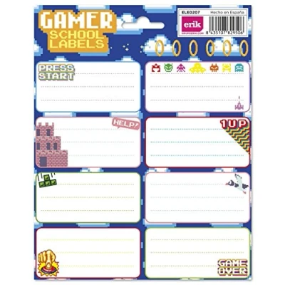 Image of Grupo Erik Gamer Stickers Sticky Labels Food Self Adhesive Gift Tag School