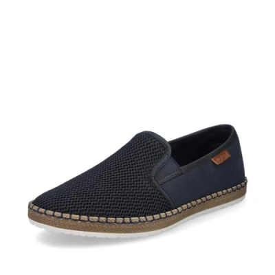 Image of Rieker Men Loafers B5265, Men&#039;s Slippers,Slip on Shoes,College Shoes,Loafer,Business Shoes,Blue (Blau / 14),44 EU 9.5 UK