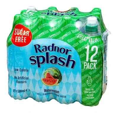 Image of Radnor Splash Sugar Free Watermelon 12 x 500ml. Natural Welsh spring water with added flavour. Sports Cap.
