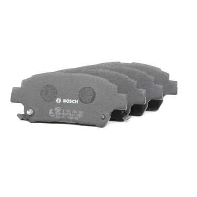 Image of 1037509300 Brake pad set BOSCH 0 986 424 803 Low Metallic with acoustic wear warning anti squeak plate TOYOTA: bB I, Yaris I Hatchback