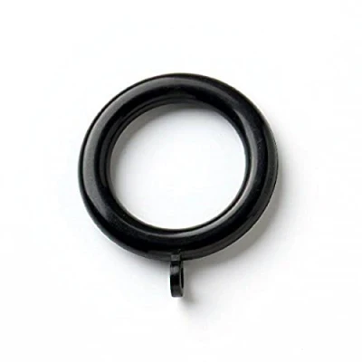 Image of Merriway BH03245 (24 Pcs) Plastic Curtain Drapery Pole Rod Rings with Fixed Eye, Inner Diameter 37mm (1.7/16 inch) Outer 50mm (2 Black Pack of 24 Pieces