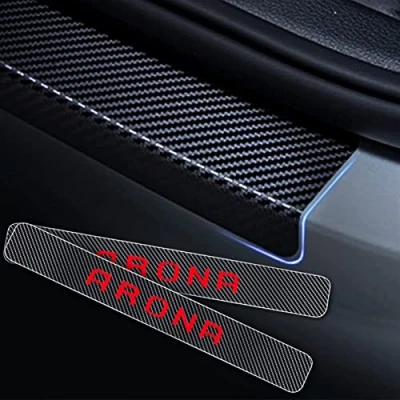 Image of 4Pcs Car Door Sill Protector for SE at Arona, Carbon Fiber Scuff Plate Stickers Auto Styling Accessories