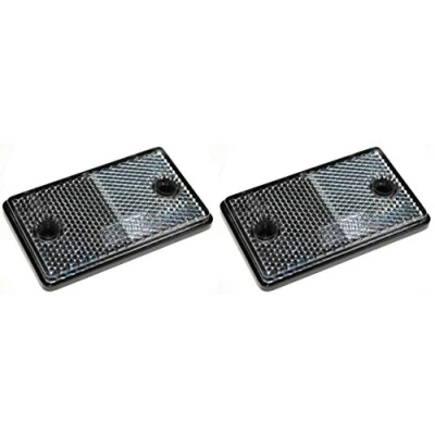 Image of 2 x Clear White Front Reflectors for Trailers, Trucks, Caravans, Maypole, Square