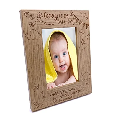 Image of Personalised Gorgeous Baby Boy Photo Frame Gift (4 x 6 Inch)