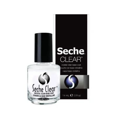 Image of Seche Clear Crystal Base Premium Nail Primer &amp; Coat Varnish, Strengthening Polish for Long Lasting Manicures Non Yellowing Builder Gel Nails 14 ml