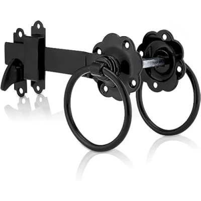 Image of Black Ring Gate Latch, Garden Door Catch, Latches, Lock, Latches and Catches, Shed