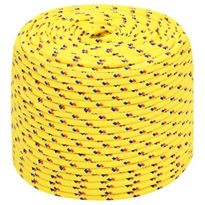 Image of vidaXL Polypropylene Boat Rope 8mm Thickness, 100m Length, Yellow Durable, Weather Resistant, Easy to Handle, Suitable for Sailing, Boating, Yachting, and More