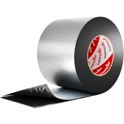 Image of Poppstar Butyl Rubber Aluminium Foil Tape (10 m x 100 mm 1.5 mm) Self Adhesive Heavy Duty