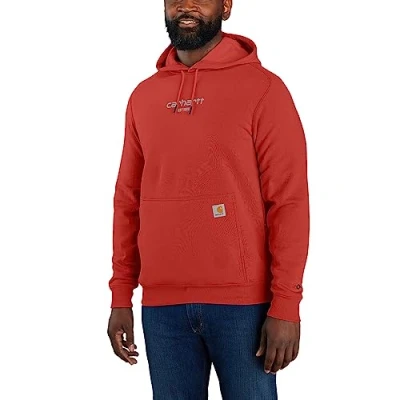 Image of Carhartt Men&#039;s Lightweight Logo Graphic Hoodie, Red Barn, L