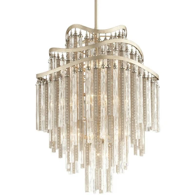 Image of Chimera 10 Light Chandelier Silver Leaf, Glass