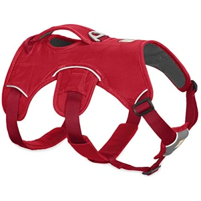 Image of Ruffwear Web Master Multi Use Dog Harness, Rugged Environments, Working Dogs, Medium Breeds, Adjustable Fit, 2 Lead Attachments, Size: XX Small (33 43 cm), Red Currant