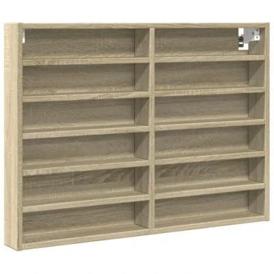 Image of vidaXL Vitrine Cabinet/Floating Shelf Sonoma Oak Engineered Wood 80x8.5x58 cm Easy Clean Multi Room Use