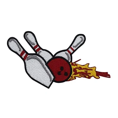 Image of Bowling Pins Game Iron On Patch Sew Embroidered Patch/Badge for Clothes Shirts Jeans etc