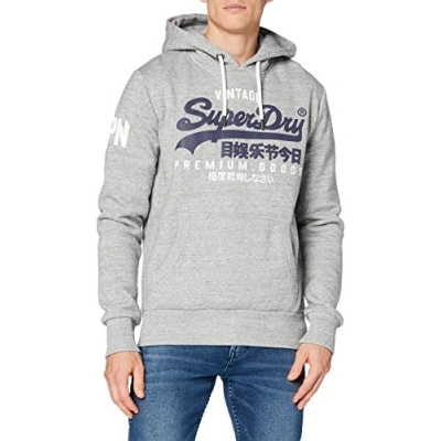 Image of Superdry Men&#039;s Vl Ns Hooded Sweatshirt, Gray Marl, L