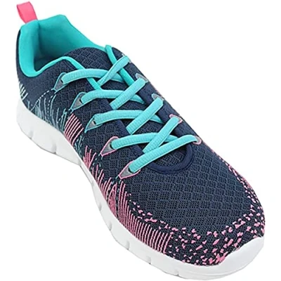 Image of Dek Starlight Lace Trainer with Memory Foam Sock Navy/Aqua/Fuchsia Textile/Synth.Nubuck, Ladies UK 6 / EU 39