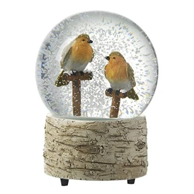 Image of Heaven Sends Christmas Winter Snow Globe/Dome/Waterball Decoration Ornament (TWO ROBINS)
