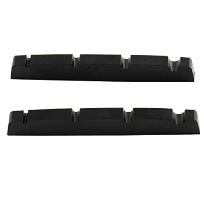 Image of Musiclily Pro Urea Resin Plastic Slotted 42.3mm Precision Bass Nuts Flat Bottom for 4 string P Bass, Black(Set of 2)