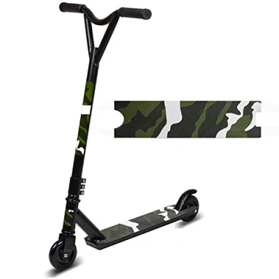 Image of Street Stunt Scooter Pro 360 Spin Handlebar Sport Trick Push Kick for Age 8+, Lightweight Alloy Deck, ABEC 9 Bearings Edition (black)