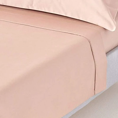 Image of HOMESCAPES 1000 Thread Count Egyptian Cotton Beige Flat Sheet King Size Luxury Bed